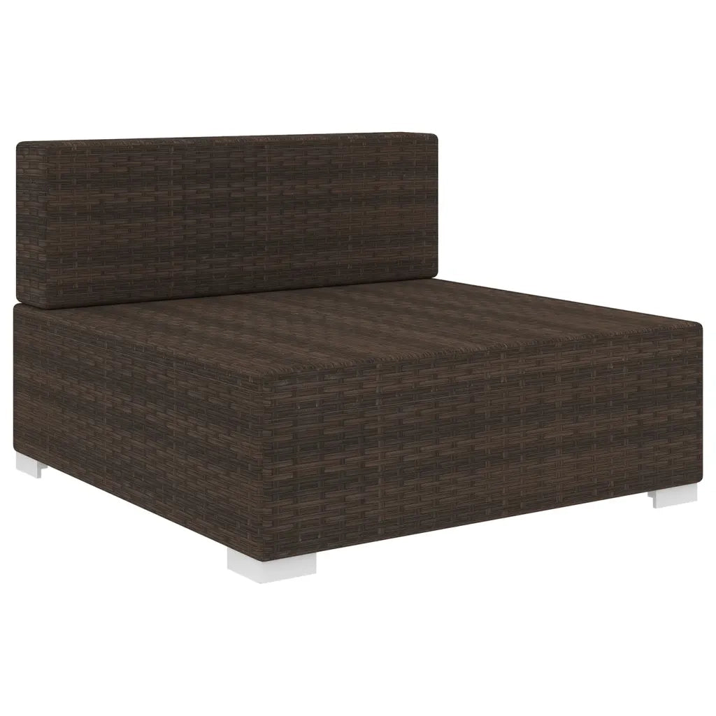 Seduta Centrale Modulare con Cuscini in Polyrattan Marrone 48288