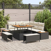 Set Divano da Giardino 8 pcs Nero polyrattan