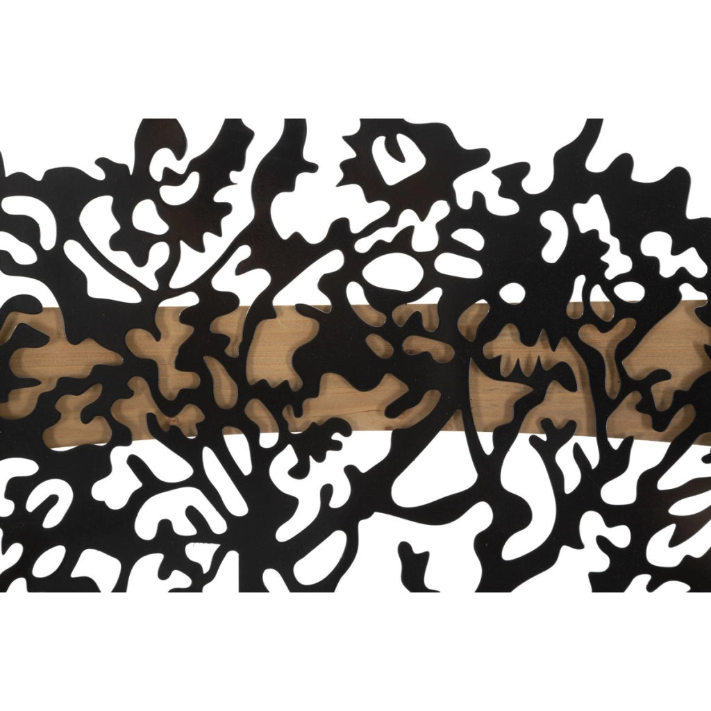 Pannello da muro Tree Albero della Vita in ferro e legno, set 3 pezzi 176x90 cm