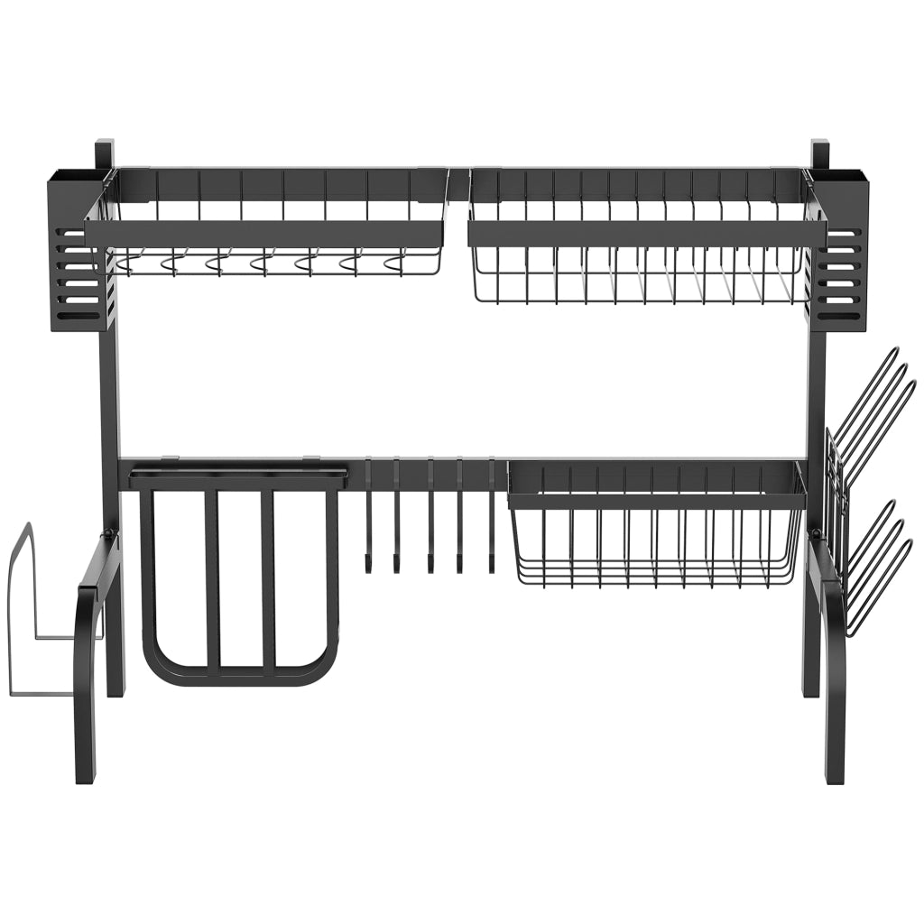 Scolapiatti a due livelli modulabile ¨C Minimal ¨C acciaio nero 81.5x31.5x53.5 cm