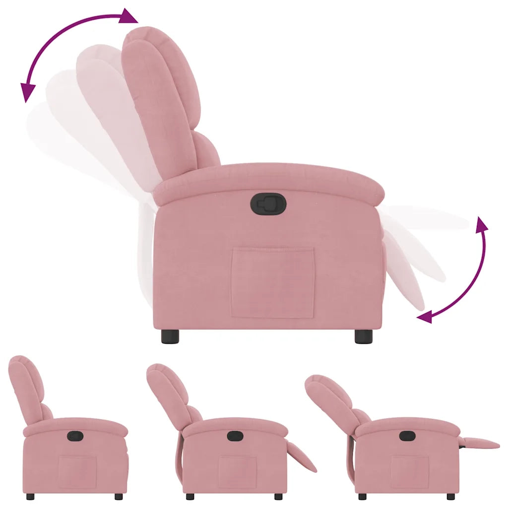 Divano Sedia-Poltrona Reclinabile Rosa in Velluto 787165