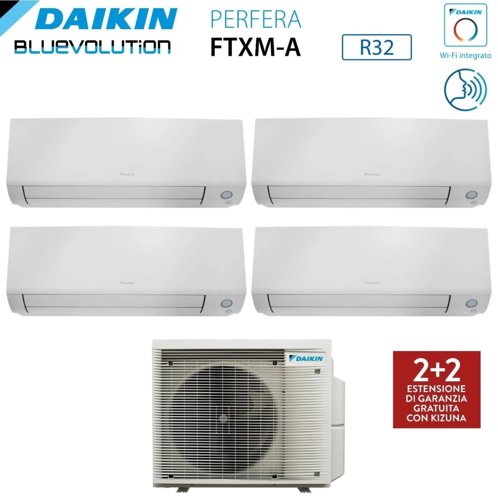 Climatizzatore Condizionatore Daikin Bluevolution Quadri Split Inverter serie PERFERA ALL SEASON 5+5+5+5 con 4MXM68A R-32 Wi-Fi Integrato 5000+5000+5000+5000 Garanzia Italiana