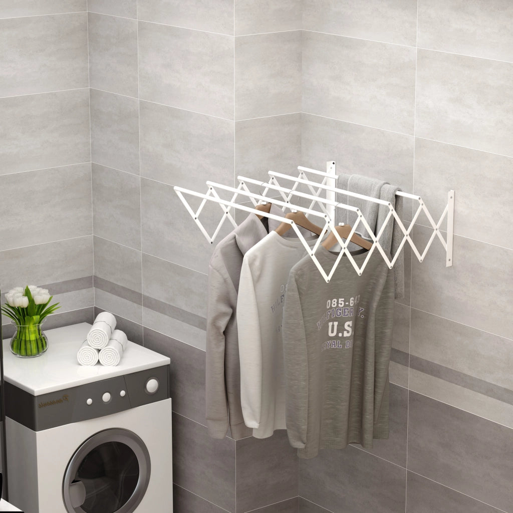 Stendibiancheria a Parete Estraibile e Pieghevole ¨C zephmum ¨C Bianco 63.5x60x20 cm
