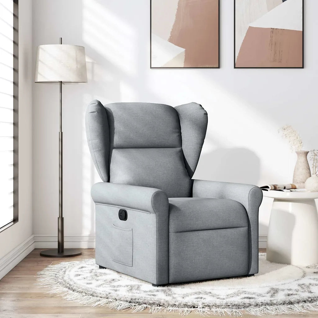 Poltrona | Sedia Relax Reclinabile in Tessuto Grigio Chiaro