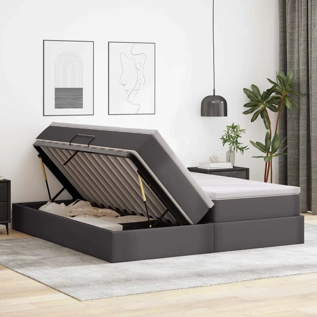 Letto con contenitore e materasso Grigio 180 x 200 cm 3370343