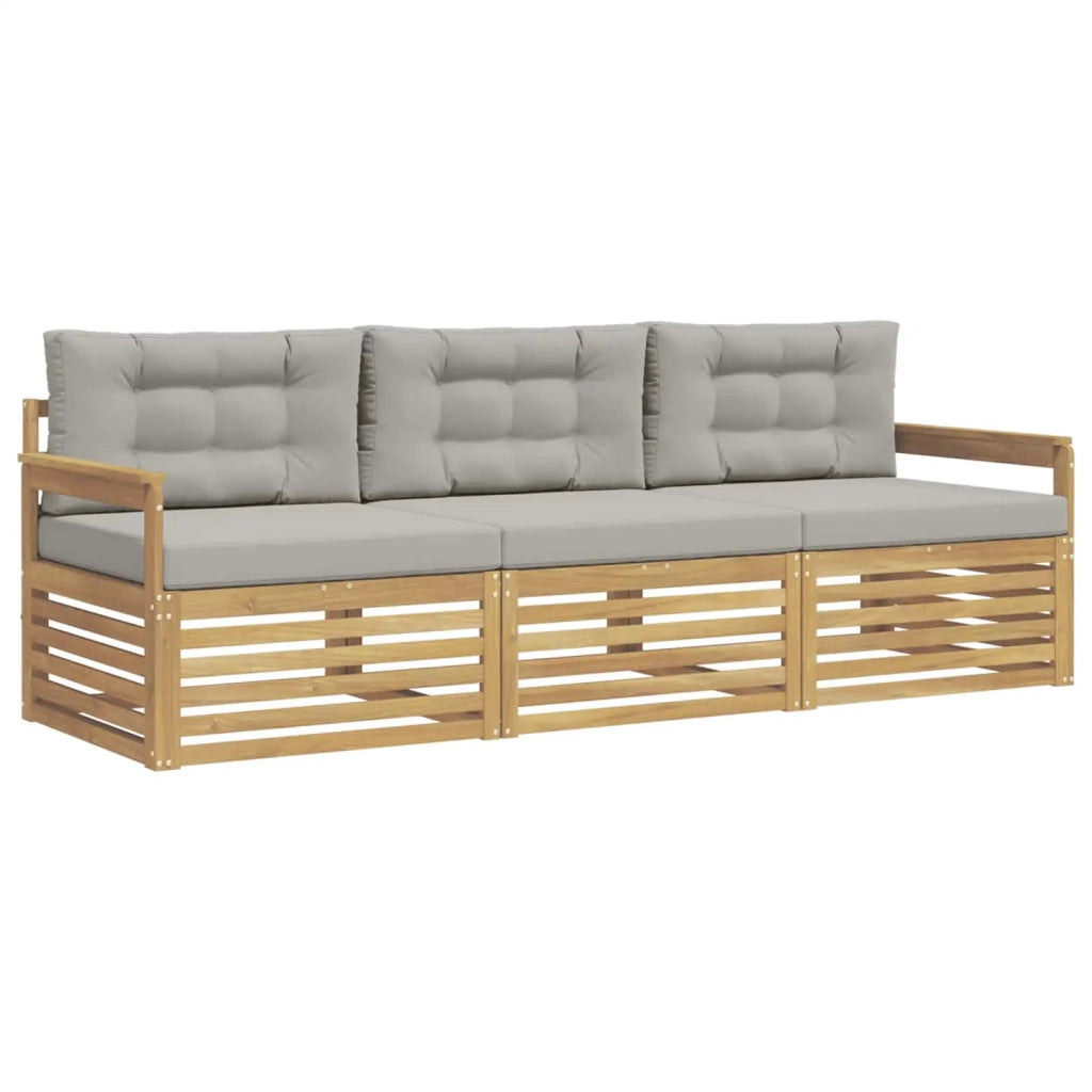 Set di divani da esterno 3 pz Bianco e Grigio Chiaro Poliestere 3389951