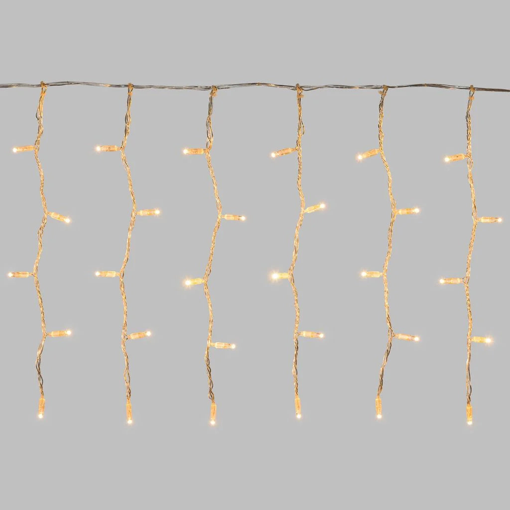 Tenda con maxiled bianco caldo o bianco freddo, cavo trasparente, prolungabile diverse misure - bianco-caldo - 1 M -.