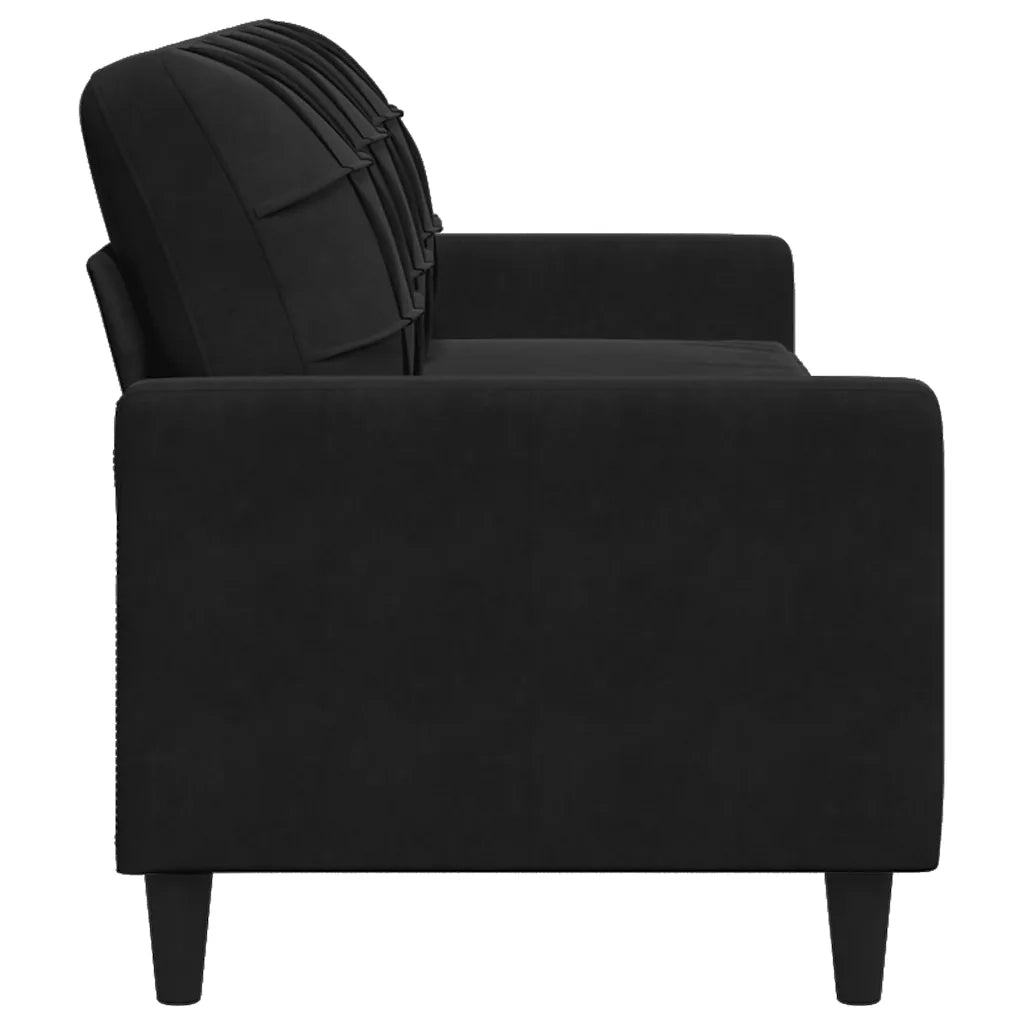Divano a 3 Posti-Sofa 3 Posti Nero 210 cm in Velluto