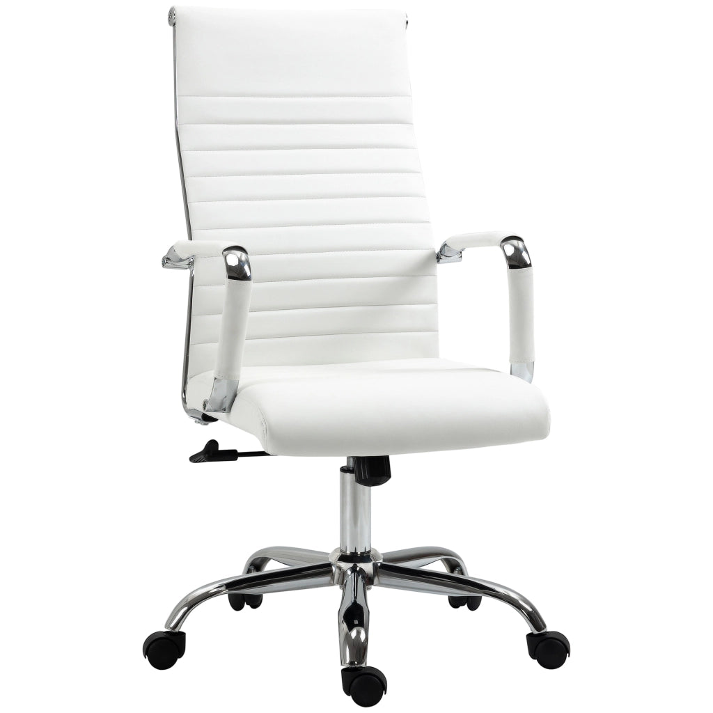 Sedia da ufficio ergonomica con funzione dondolo, ruote girevoli a 360¡ã, gambe in acciaio, rivestimento in similpelle, portata massima 120 kg,