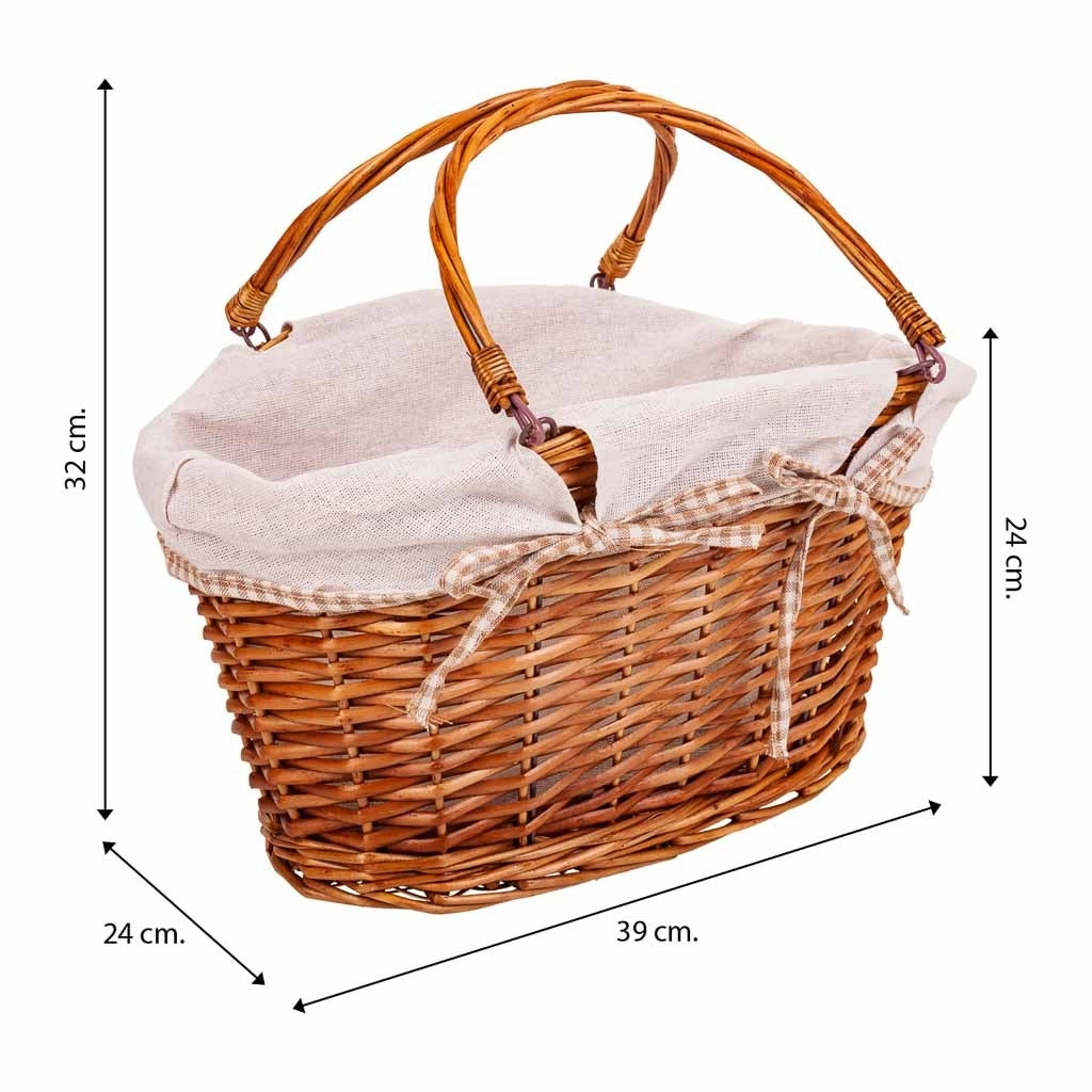 Cesto in vimini foderato 39x24x24/32h cm