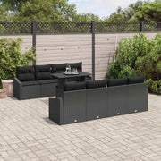 Set Divano da Giardino con cuscino 9 pcs Nero polyrattan 3357706