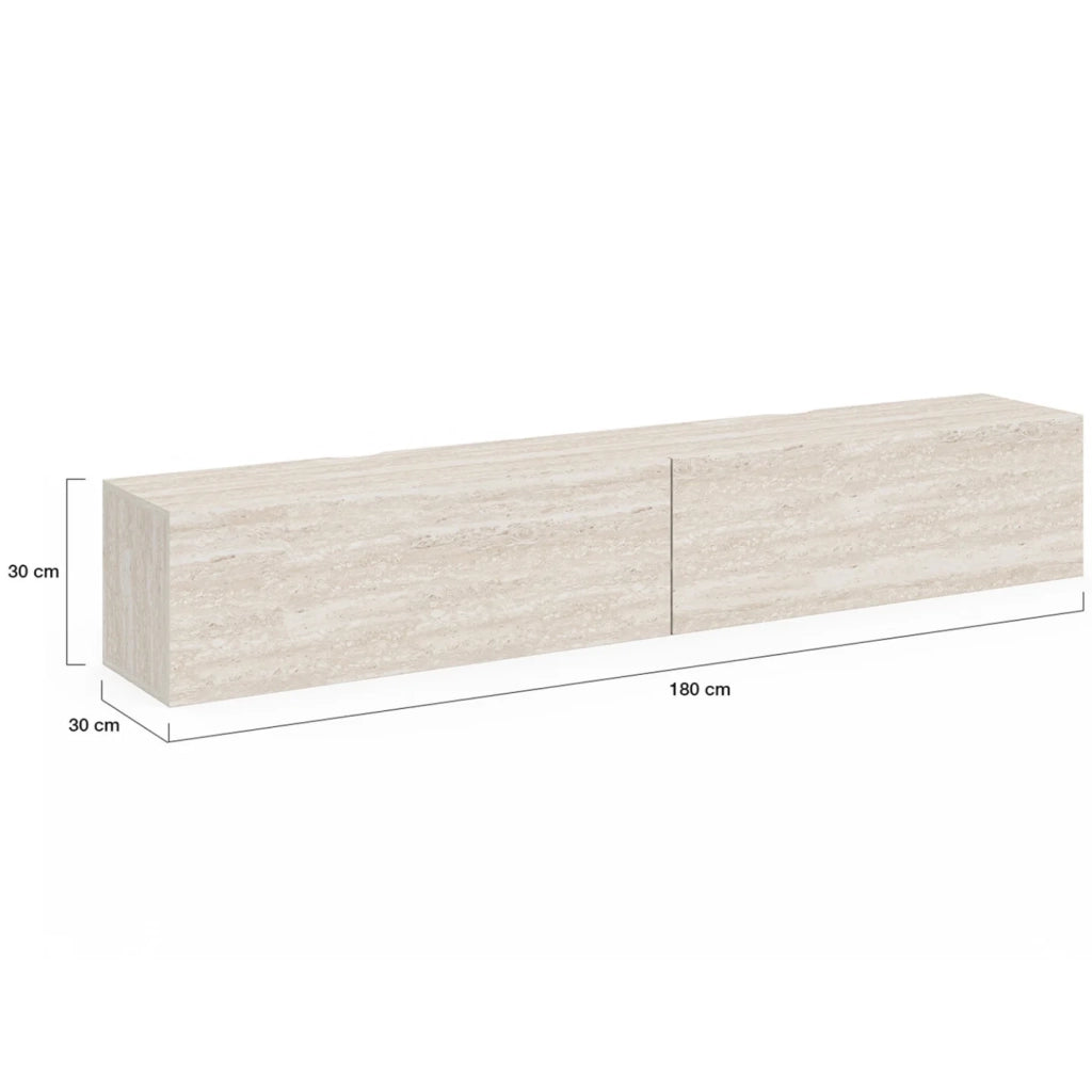 IDMarket - Mobile TV sospeso ELIO 180 cm con 2 ante in legno effetto travertino