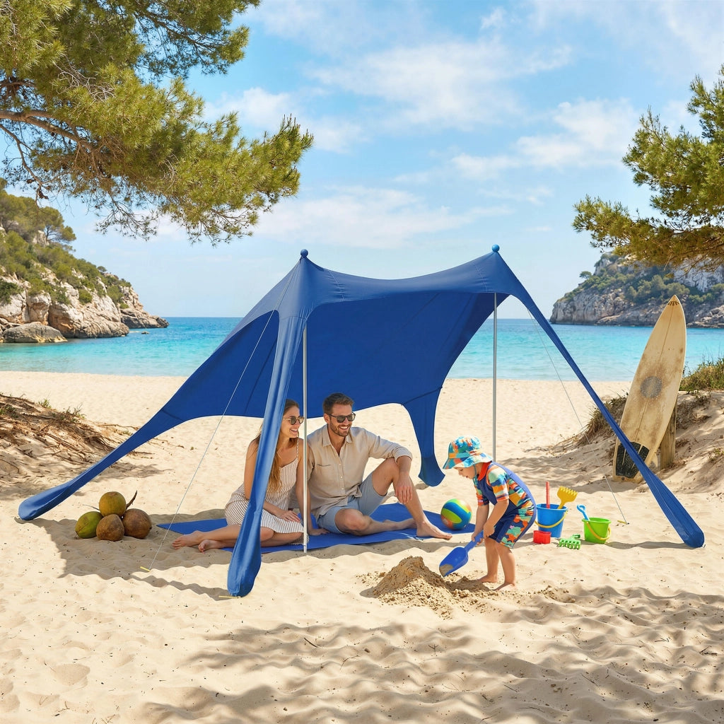 Tenda da Spiaggia Pieghevole ¨C Xylo ¨C UPF50+ Alluminio Blu con Tappetino