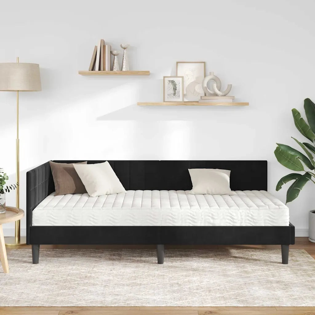 Struttura Letto Angolare con Materasso 2 pcs Nero Velluto 3393973