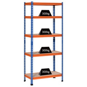 Scaffale Garage 5 Livelli ¨C Xylo ¨C Metallo Blu Arancione 80x40x182cm 1500kg