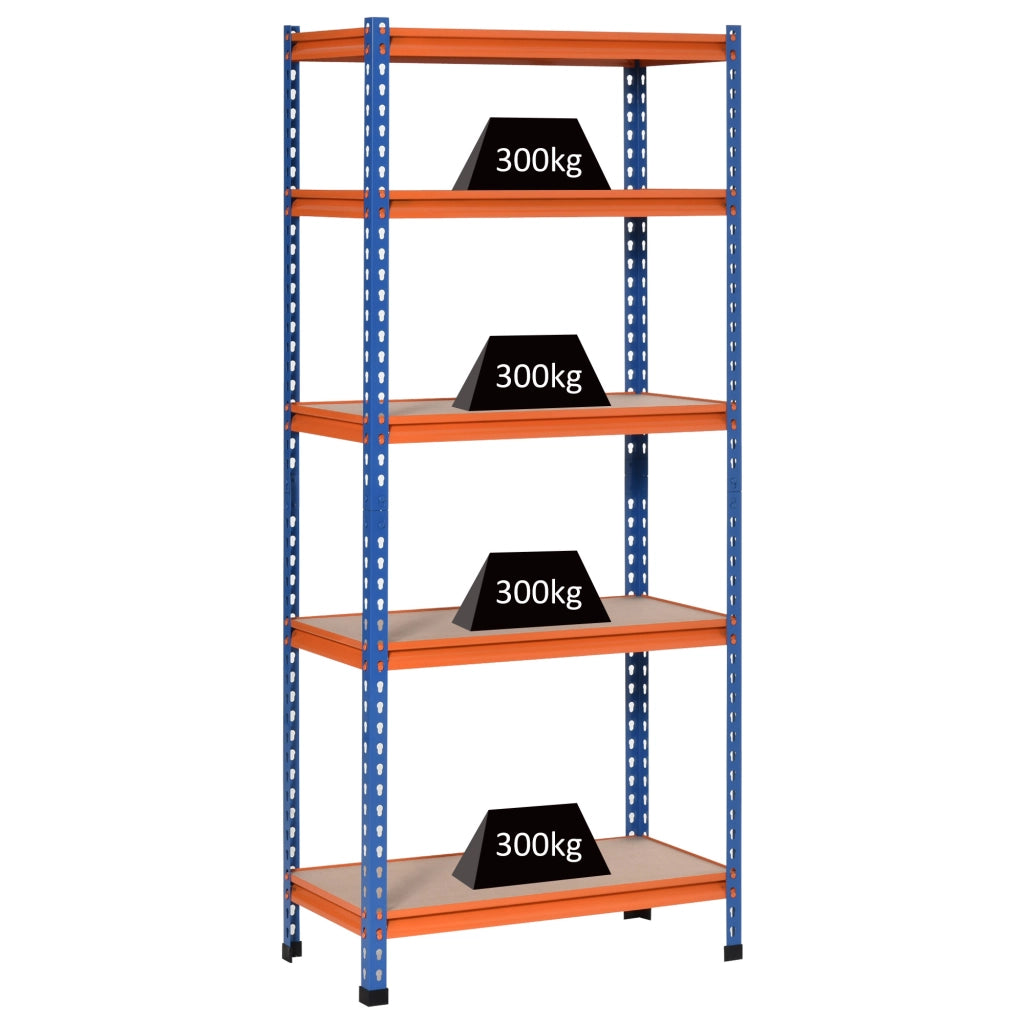 Scaffale Garage 5 Livelli ¨C Xylo ¨C Metallo Blu Arancione 80x40x182cm 1500kg