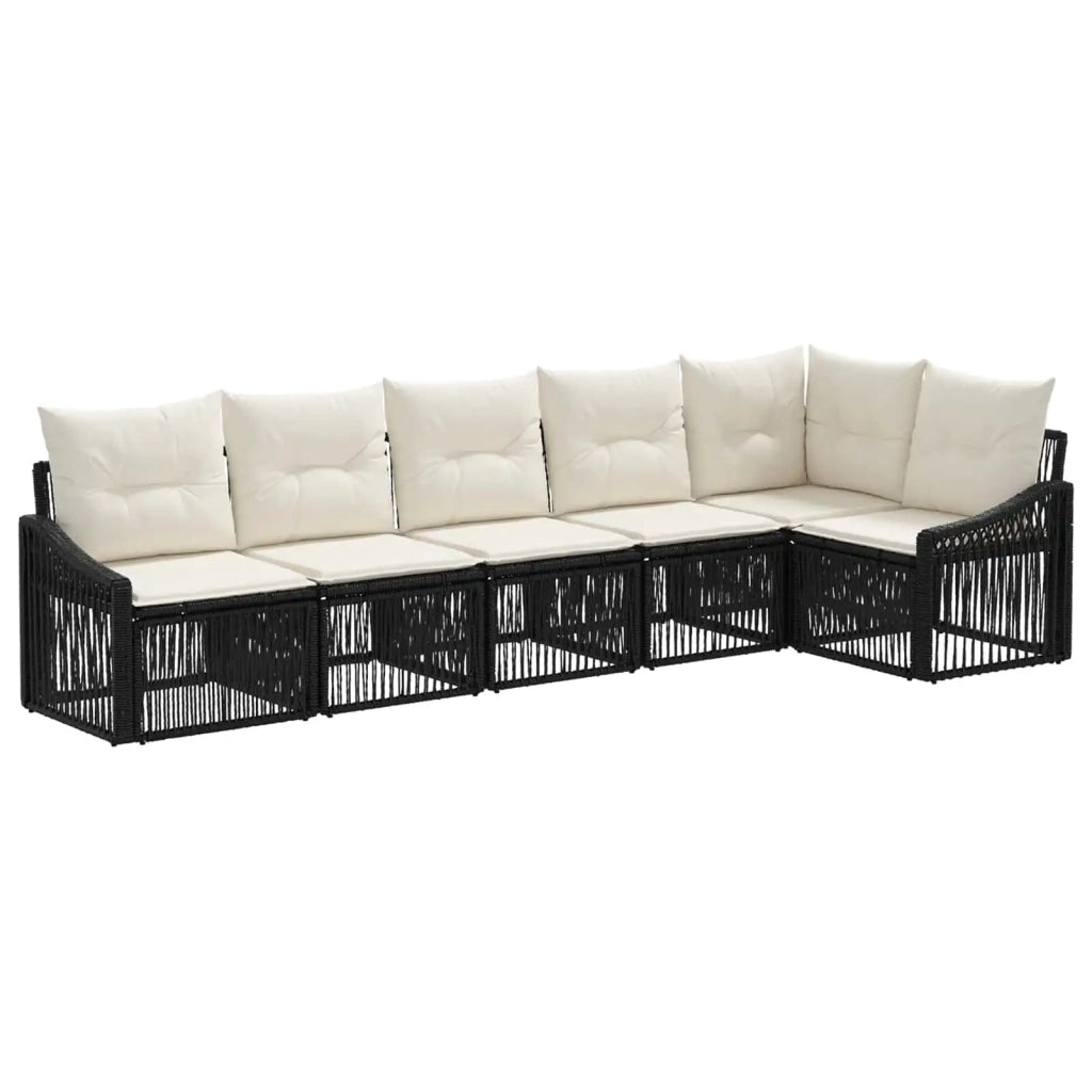 Set Divano da Giardino 6 pz Nero polyrattan 3436009
