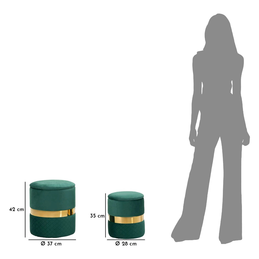 Maun, Pouf Contenitore set da 2, 37x37x42h cm Verde