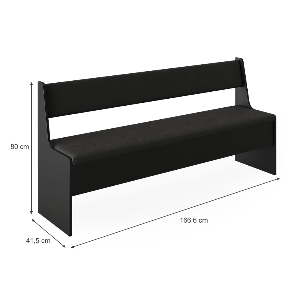 Vicco Panca ad angolo Nero 41.5 x 166.6 cm