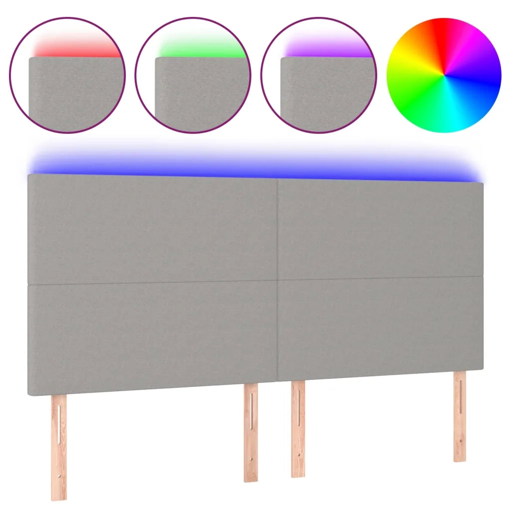 Testiera a LED-Testata con LED Grigio Chiaro 180x5x118/128 cm in Tessuto 637963