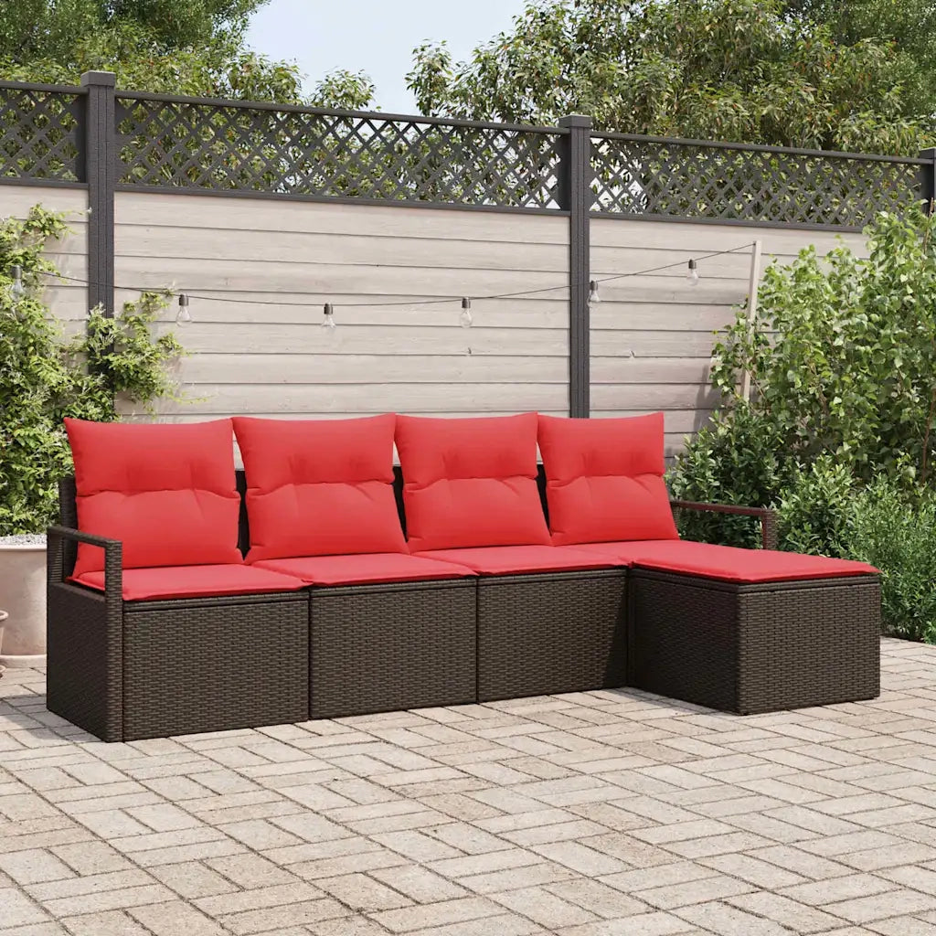 Set di divani con cuscino 5 pcs Marrone polyrattan 3346344