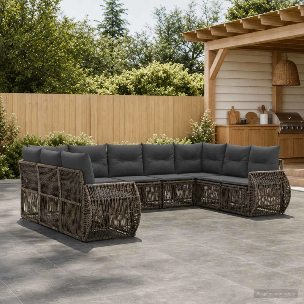 Set Divano da Giardino 9 pz Grigio e Grigio Scuro polyrattan 3435521