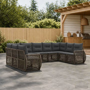 Set Divano da Giardino 9 pz Grigio e Grigio Scuro polyrattan 3435521