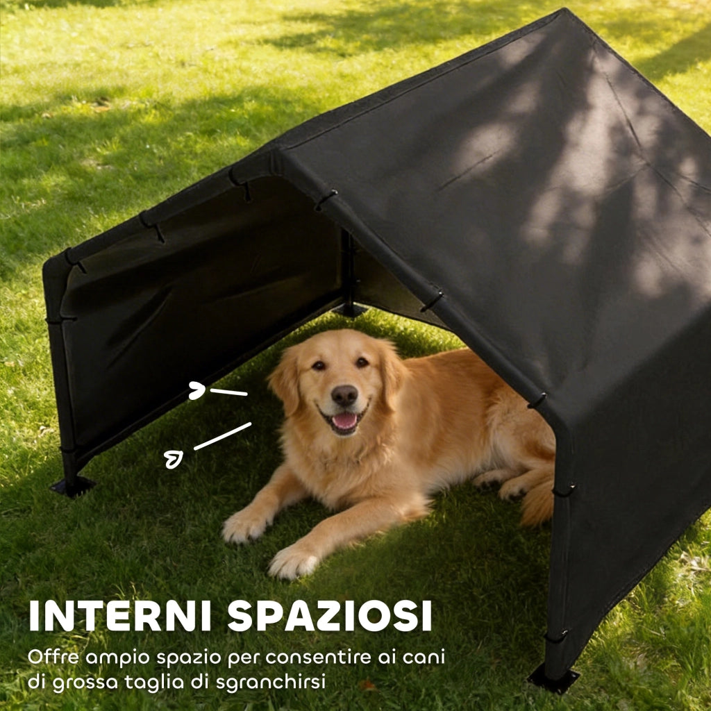 Cuccia per Cani da Esterno ¨C Minimal ¨C Tessuto Oxford, Nero, 125x110x93 cm