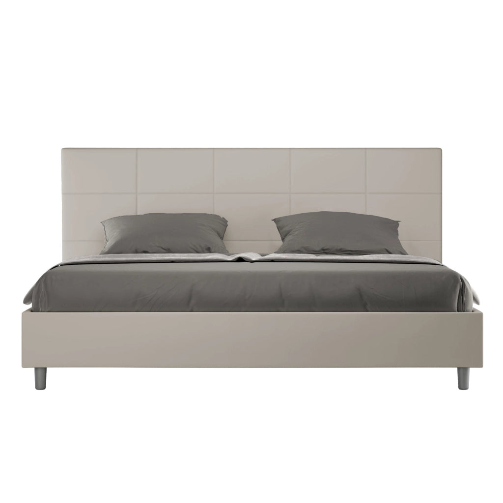 BS COM Letto matrimoniale king size con rete imbottito 200x200 similpelle tortora