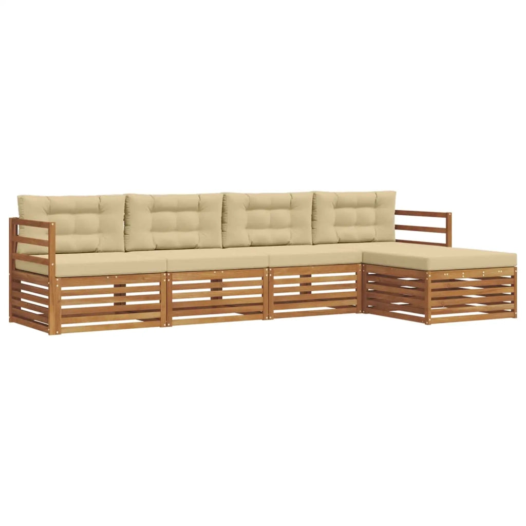 Set di divani da esterno con cuscino 5 pcs Naturale e Beige 3373283