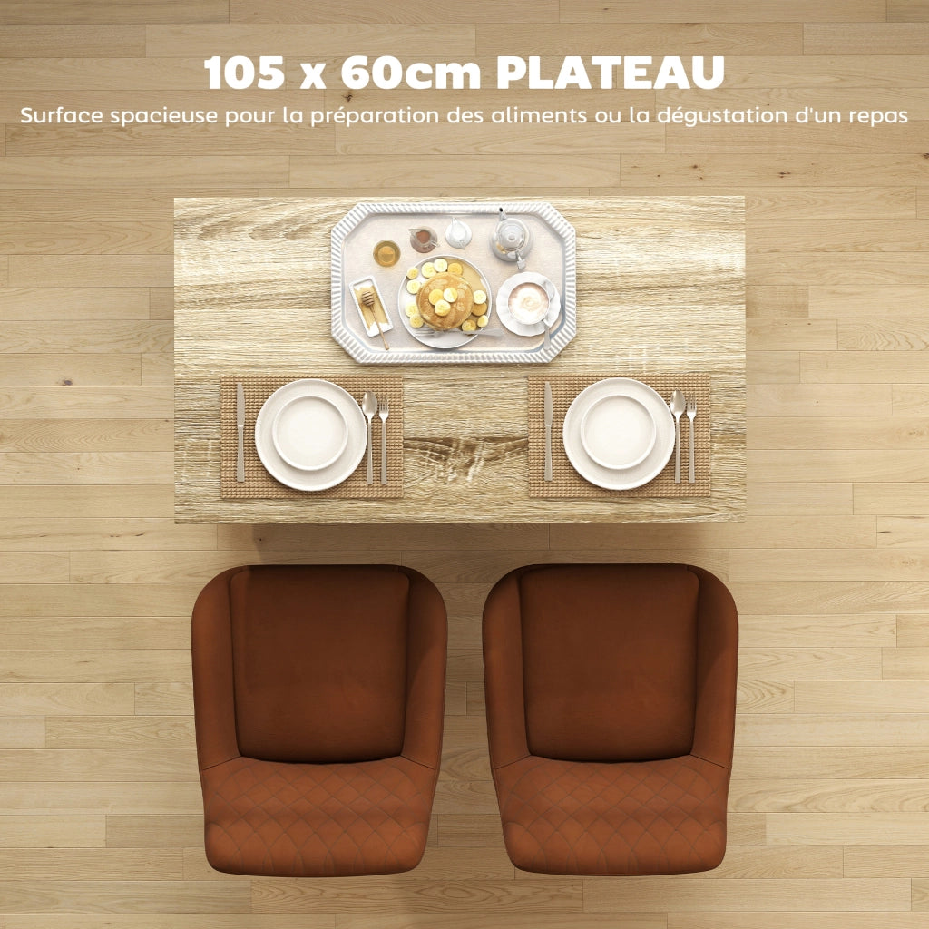 Carrello da cucina con piano di lavoro ¨C Xylo ¨C effetto legno nero 105x60 cm