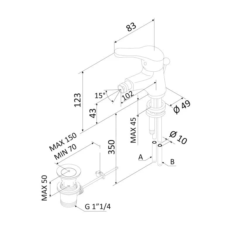 Miscelatore monocomando bidet stile classico