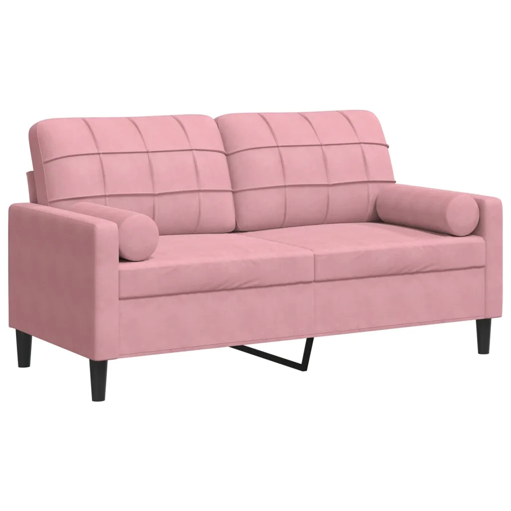 Divano a 2 Posti con Cuscini-Sofa 2 Posti con Cuscini Rosa 140 cm in Velluto 404465