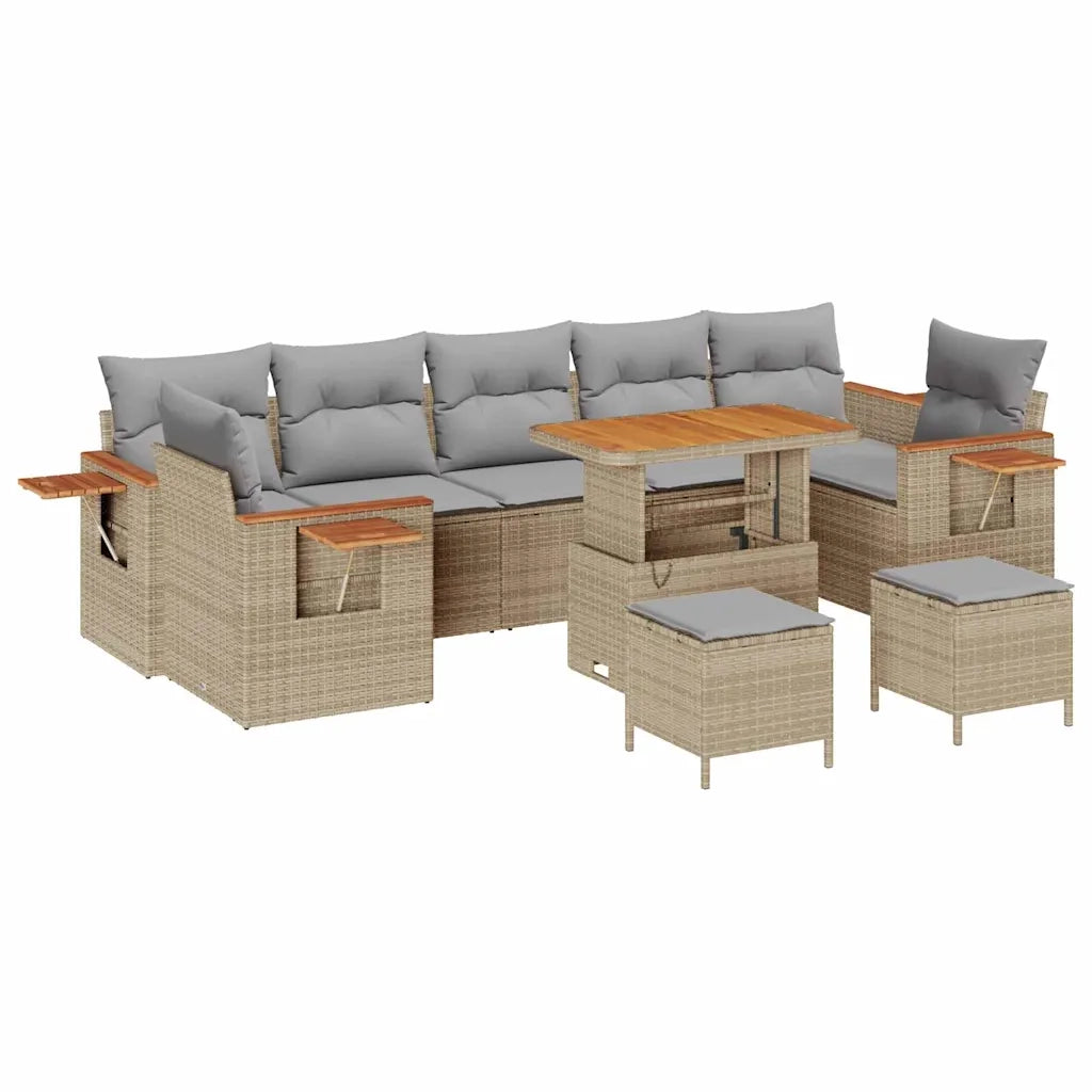 Set Divano da Giardino 13 pcs Beige e Grigio Chiaro polyrattan
