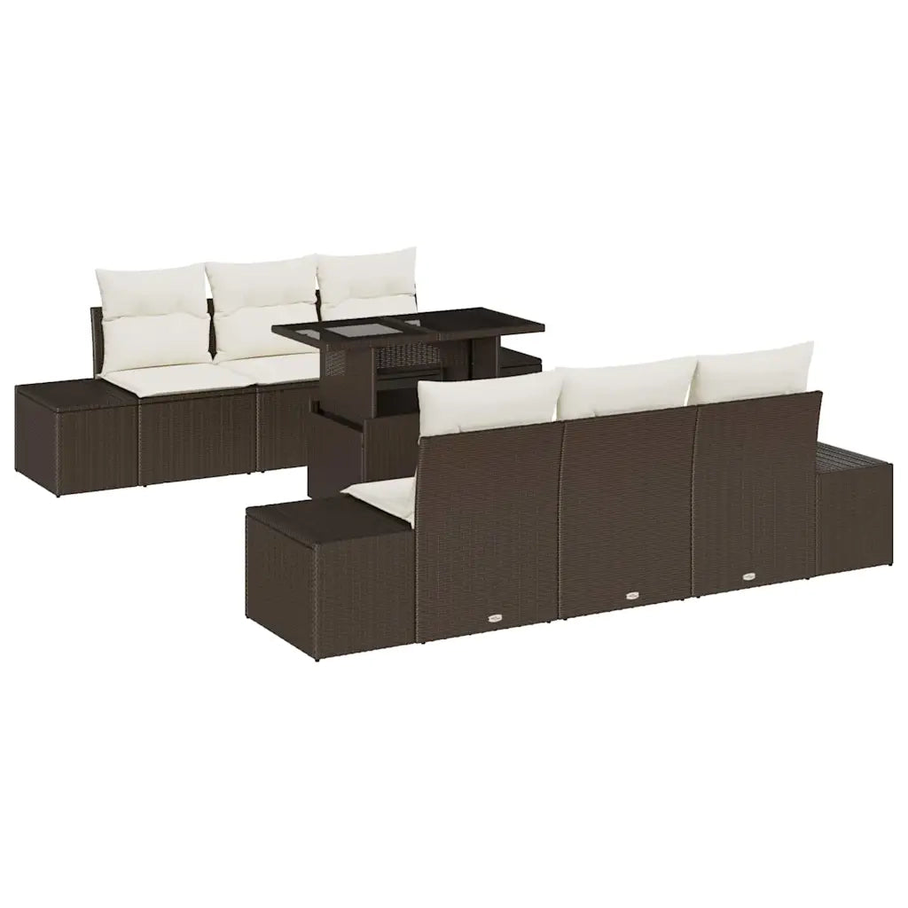 Set Divano da Giardino con cuscino 7 pcs Marrone e Crema 3357841