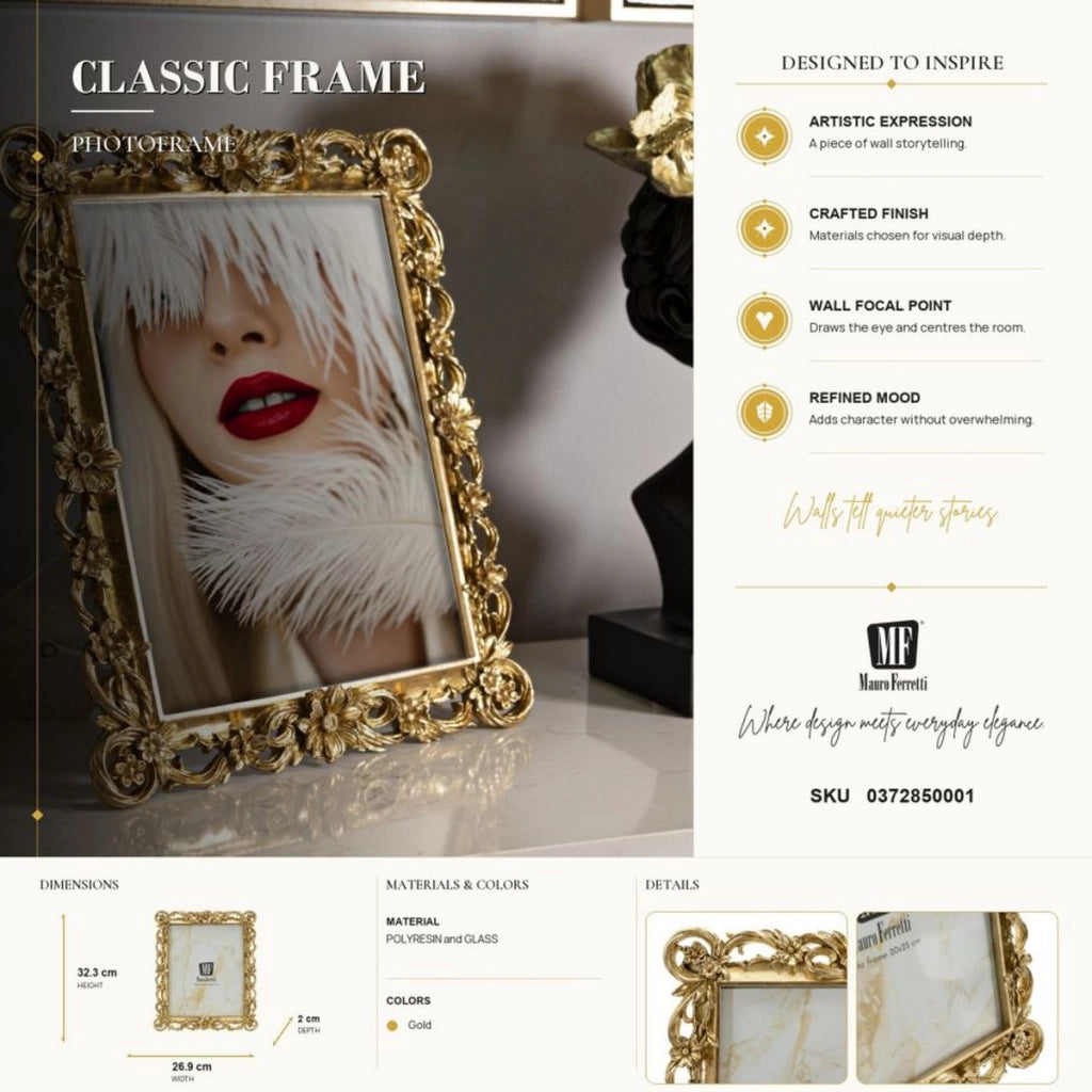 Cornice portafoto Classic oro dal profilo tradizionale 20x25 cm