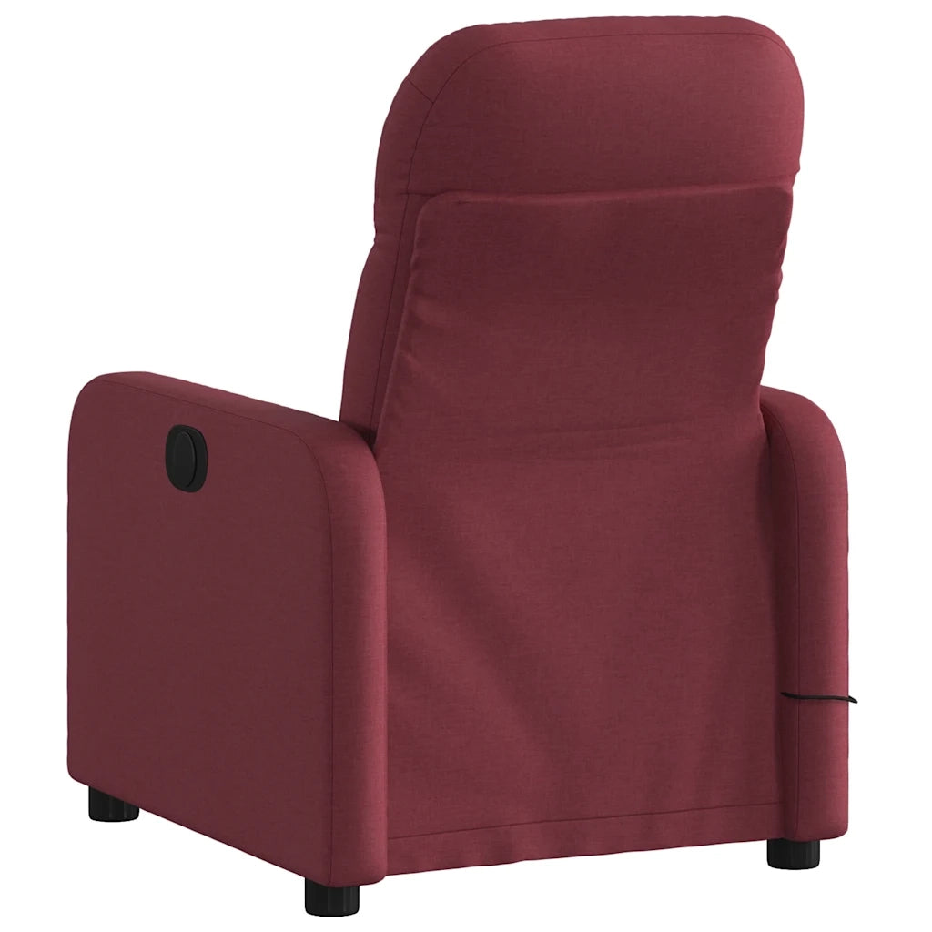 Poltrona Massaggiante Reclinabile Rosso Vino in Tessuto 374209