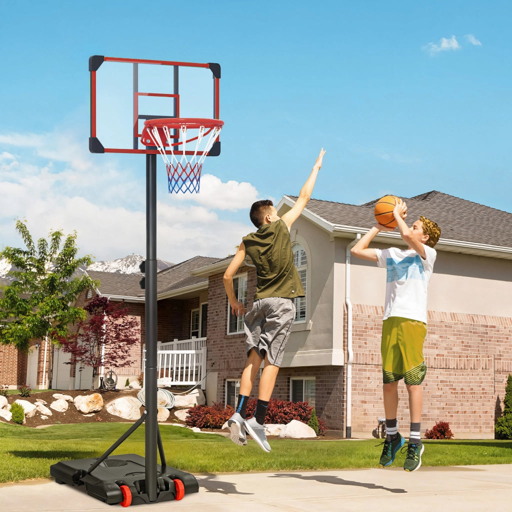 Canestro da Basket Regolabile 178-208 cm ¨C Xylo ¨C con Ruote e Base Riempibile Rosso e Nero