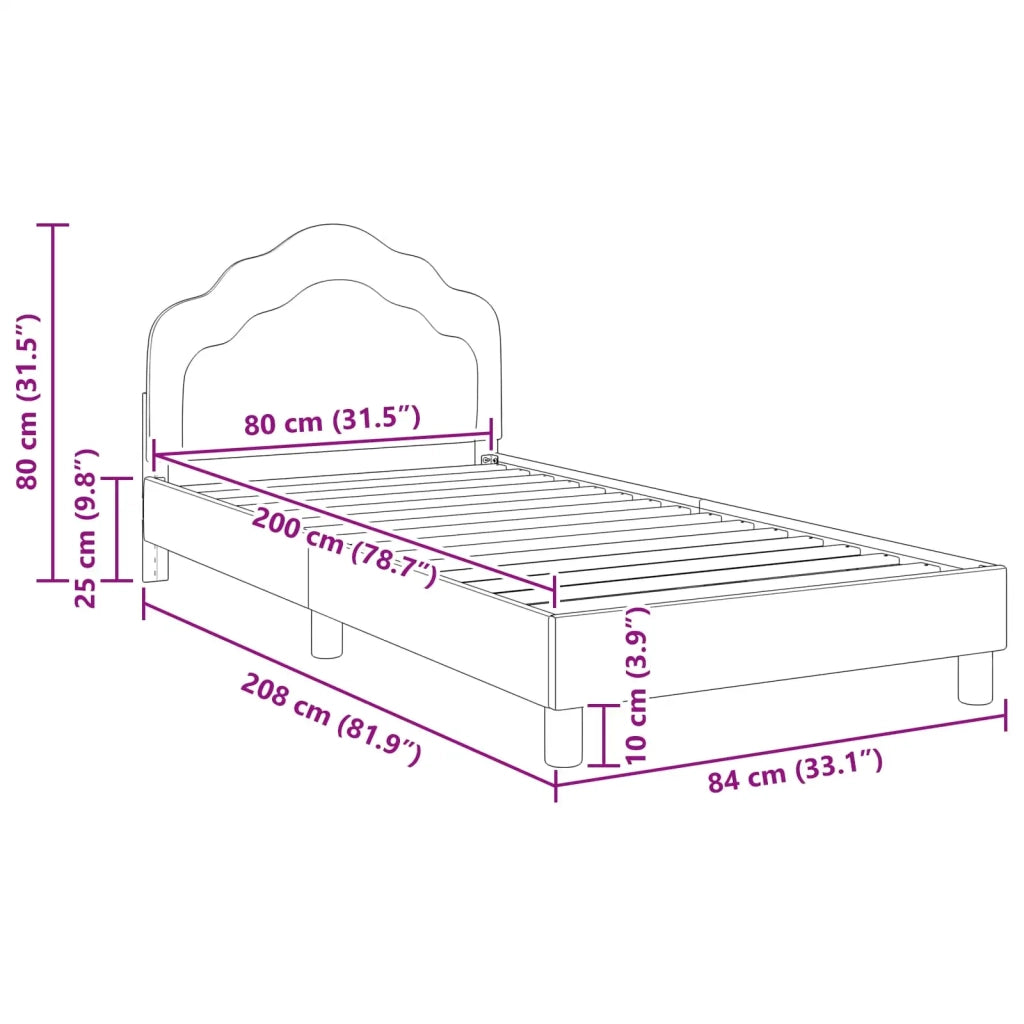 Struttura letto bambini con testata Rosa 80 x 200 cm Velluto 42010946