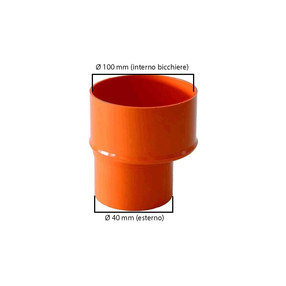 Riduzione in pvc- bicchiere su diametro maggiore : Colore - Arancio, Diametro - 100x40