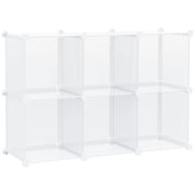 Easycomfort Mobile Scarpiera Modulare Salvaspazio, 6 Cubi in Plastica PP, 65x32x162 cm, Trasparente