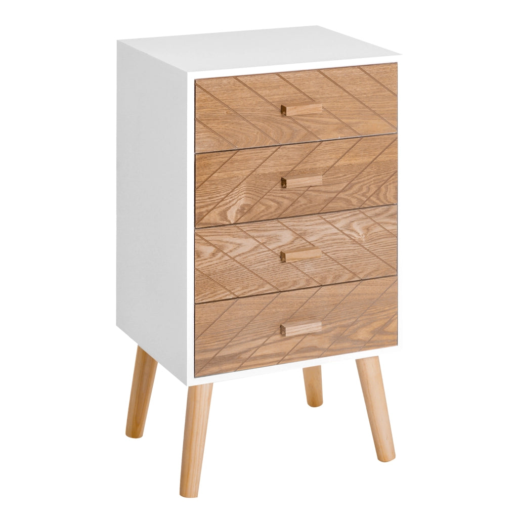 Cassettiera 4 Cassetti ¨C Zephmum ¨C Bianco Naturale 40x30x75 cm