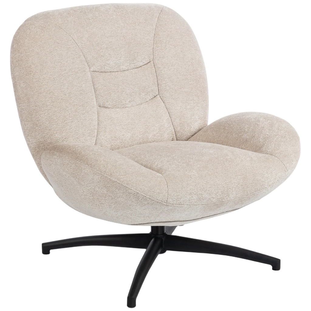 Poltrona girevole imbottita in tessuto ¨C Minimal ¨C crema, base in acciaio