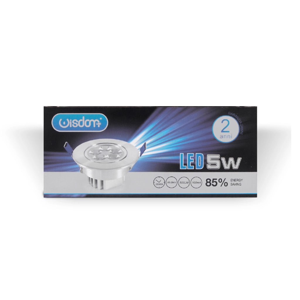 Faretto da incasso orientabile trasparente 5w 3000K luce calda
