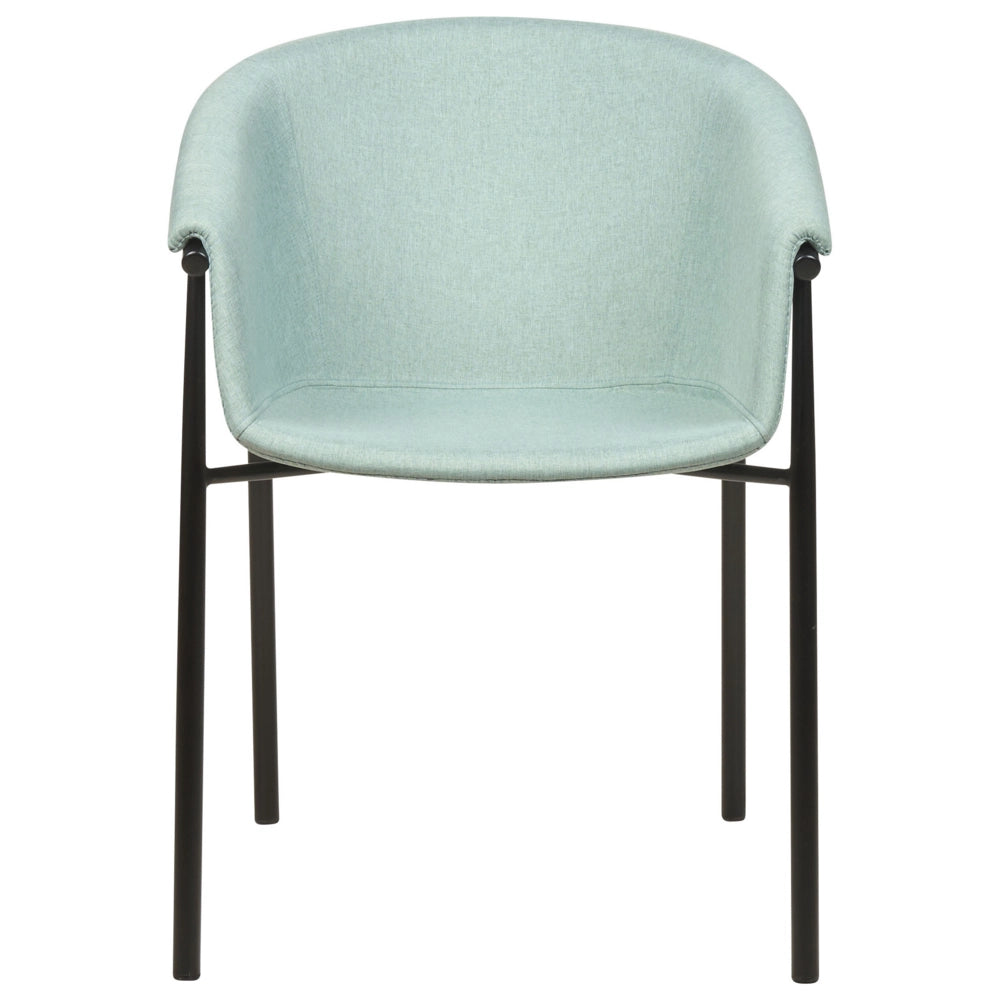 Set di 2 sedie da pranzo con imbottitura in tessuto verde menta Seduta da pranzo dal design moderno e contemporaneo