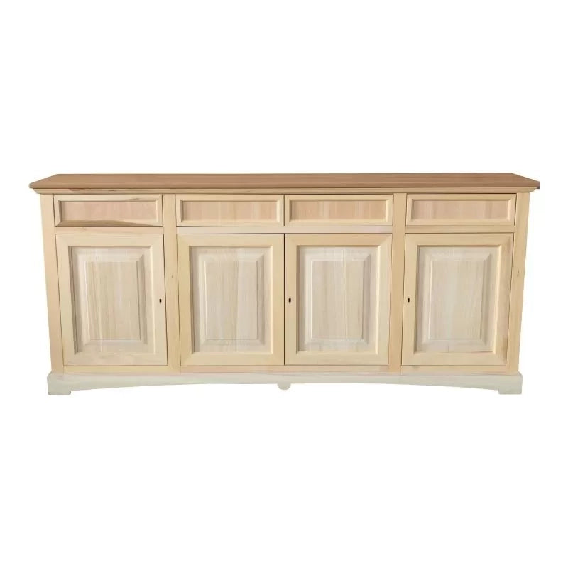 Credenza 4 porte 4 cassetti legno grezzo 220x46x96 - Mobili 2G