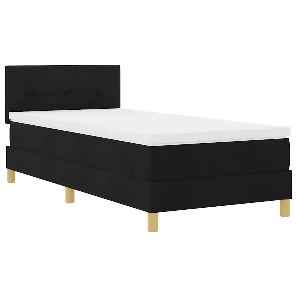 Letto a Sorgente LED con materasso Nero 90 x 200 cm Tessuto
