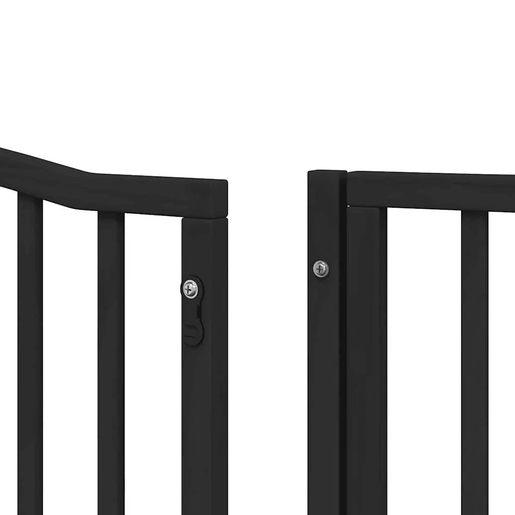 Cancelletto di sicurezza per animali domestici porta pieghevole 6 pannelli legno di pioppo nero 02_0023225