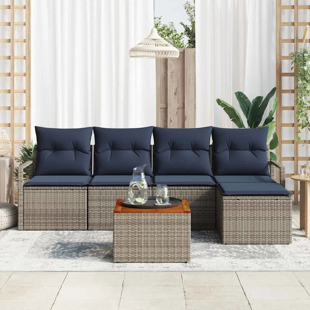 Set Divano da Giardino con cuscino 6 pcs Grigio polyrattan 3347696