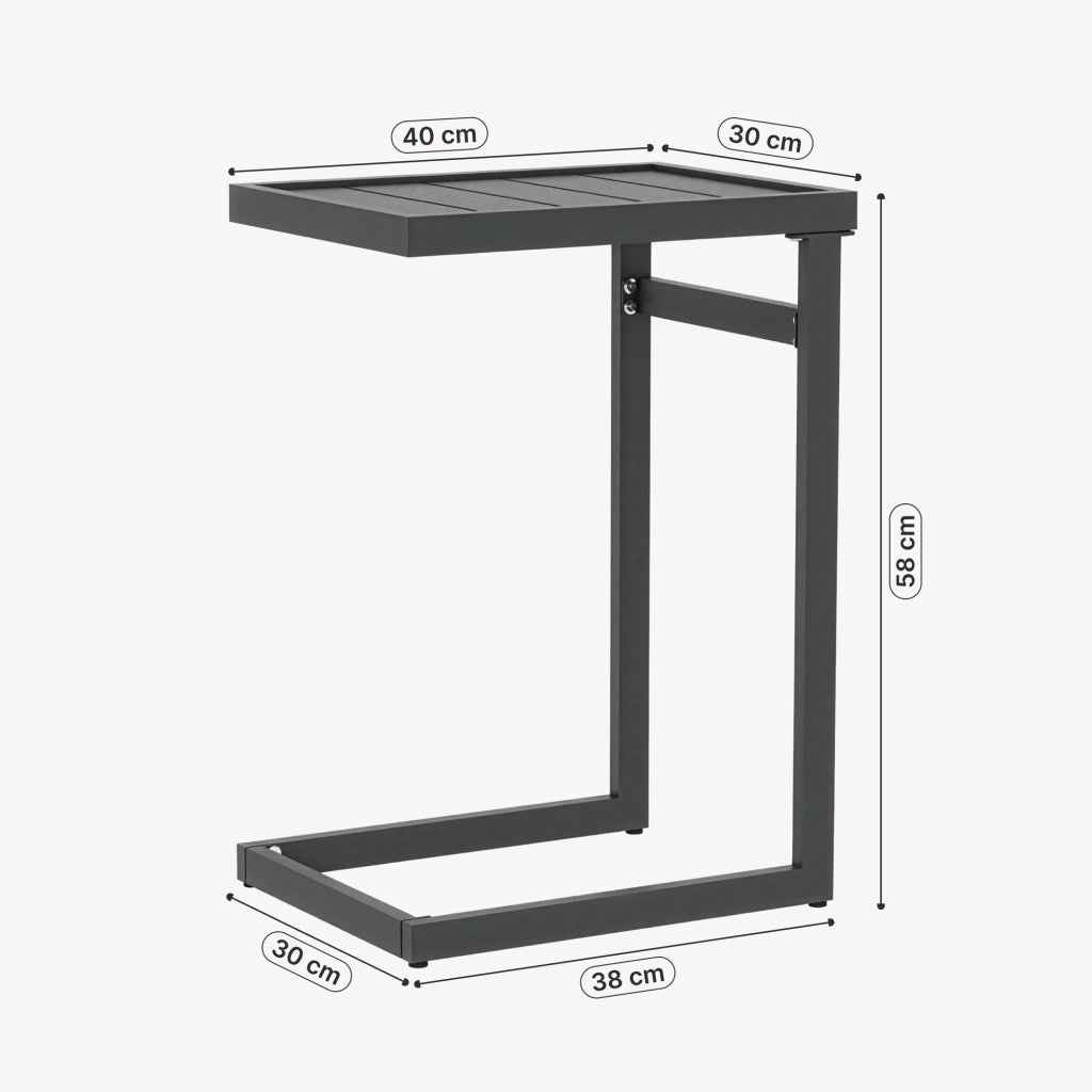 Tavolino da Giardino Gaby a Forma di C in Acciaio 58 x 40 x 30 cm - Grigio Antracite casa.pro